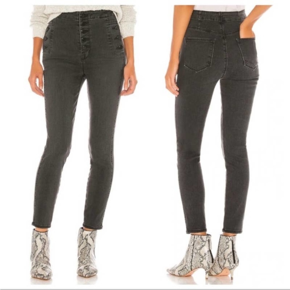 J Brand Jeans Natasha Button Detail Skinny in Vane Black Gray